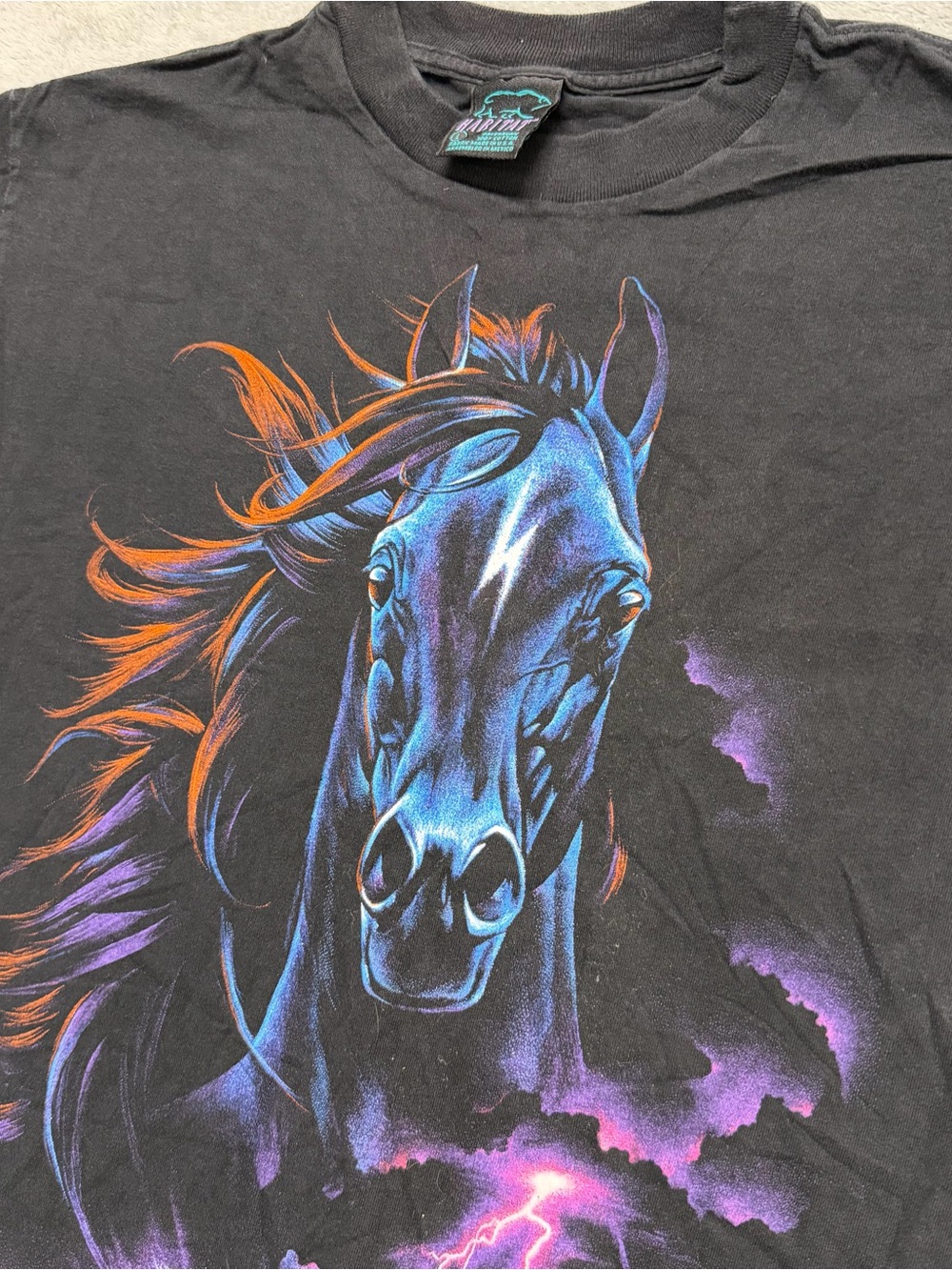 Vintage Habitat Horses Lightning Big Print Graphic T Shirt Men’s Large - Picture 3 of 9